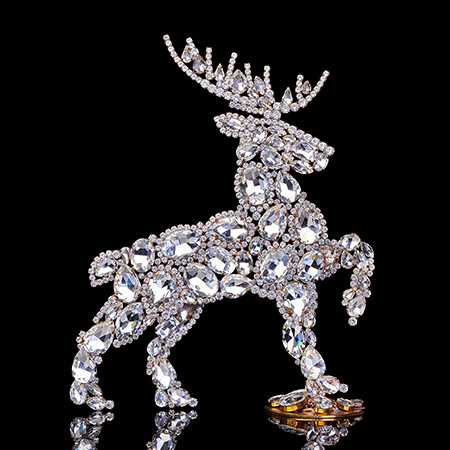 Santa´s reindeer with clear rhinestones - christmas decoration.